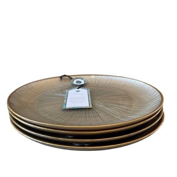 Gorgeous Champagne & Gold Turkish Glass Appetizer Dessert Plates 8" Set 4 New - Picture 9 of 13